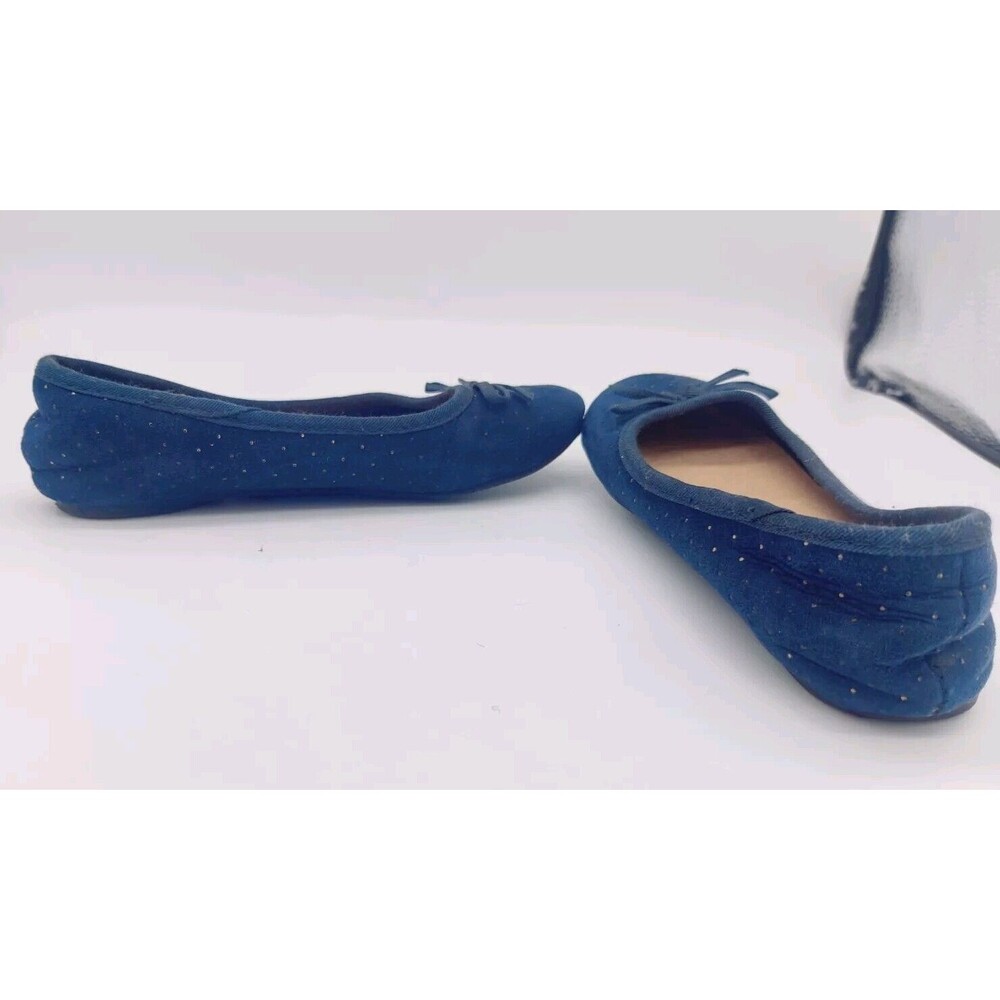 So By Kohls Shoes Girls Size 13 Med Memory Foam Navy Blue Flats Slip On With Bow - Picture 5 of 10